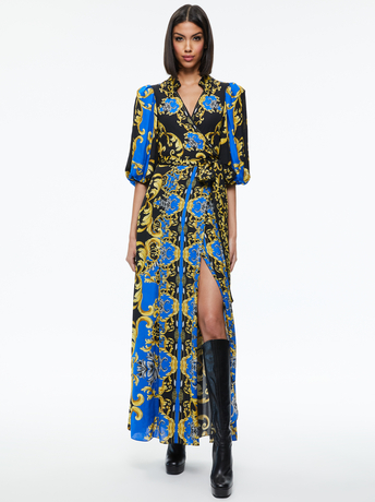 REGAL ROMANCE SAPPHIRE-ALISA WRAP MAXI SHIRT DRESS