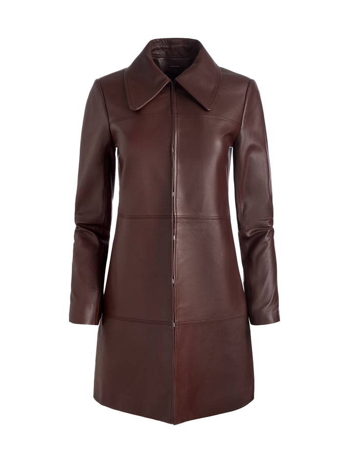 LOGAN LEATHER COAT - ESPRESSO image 5 - Alice And Olivia