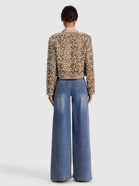 CAMEL/MULTI-KIDMAN EMBELLISHED JACKET