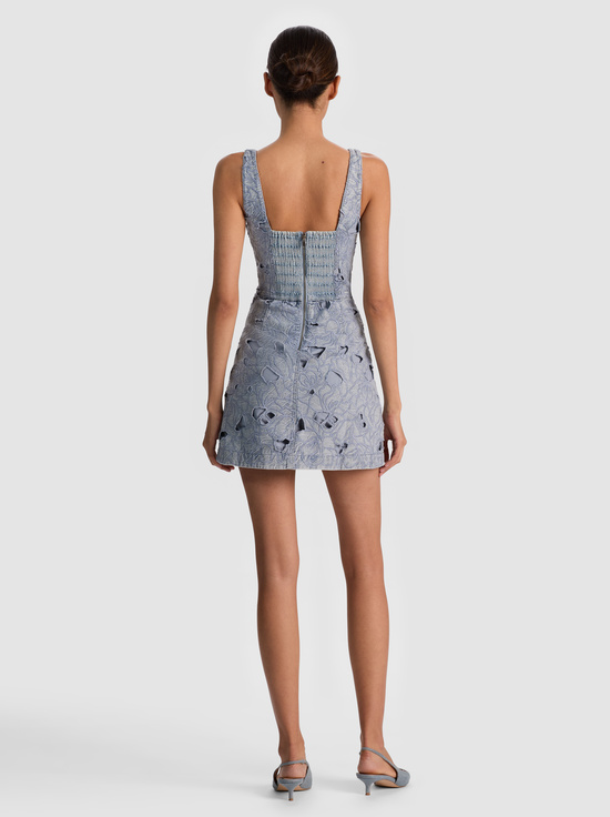 ROCKSTAR BLUE-MARYANN LASER-CUT DENIM DRESS