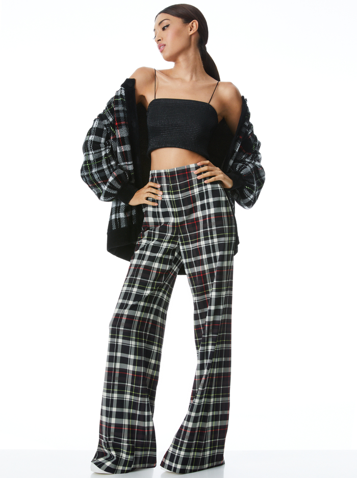 DYLAN PLAID WIDE LEG PANT - FREEDOM PLAID BLACK image 4 - Alice And Olivia