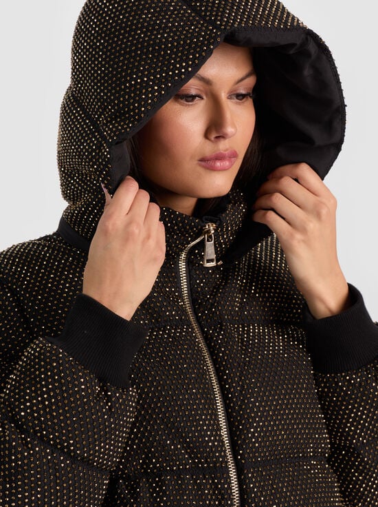 BLACK/GOLD-ROBENA EMBELLISHED PUFFER