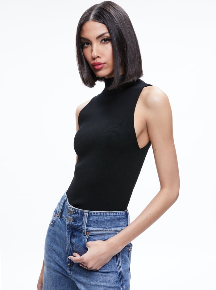 DARCEY TURTLENECK SWEATER TANK - BLACK - Alice And Olivia