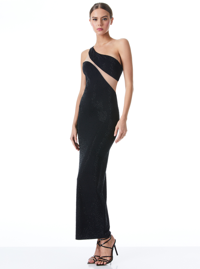 MERCEDES ONE SHOULDER DRESS - BLACK - Alice And Olivia
