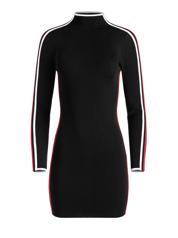 TOYA TURTLENECK DRESS - BLACK/PERFECT RUBY image 5 - Alice And Olivia