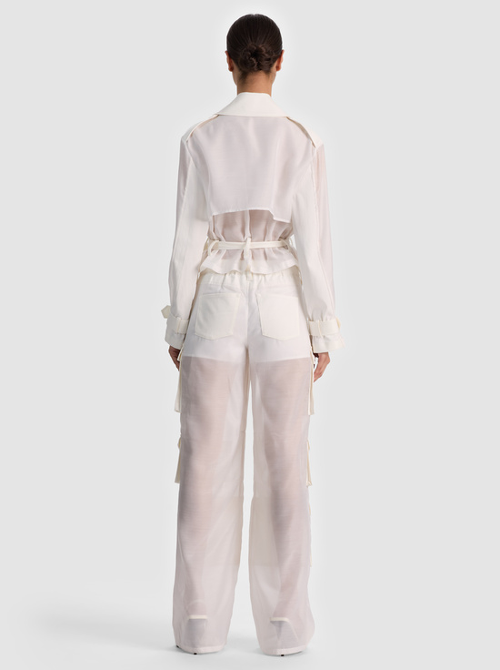 OFF WHITE-KEITH SHEER COMBO CROPPED TRENCH