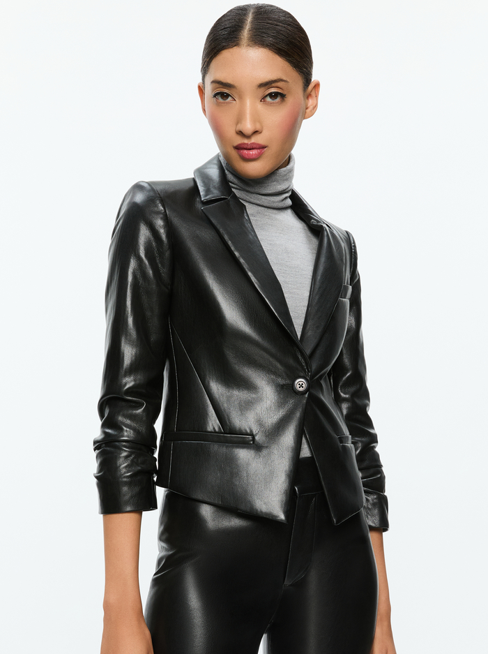 VINNIE VEGAN BLAZER - BLACK - Alice And Olivia