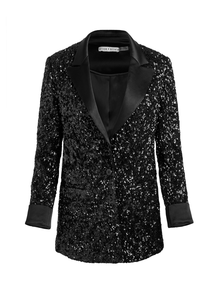 JUSTIN SEQUIN BLAZER - BLACK image 5 - Alice And Olivia