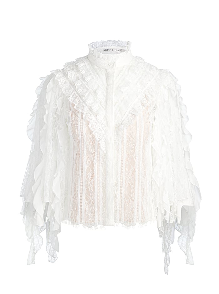 RHEBA LACE TOP - OFF WHITE image 5 - Alice And Olivia