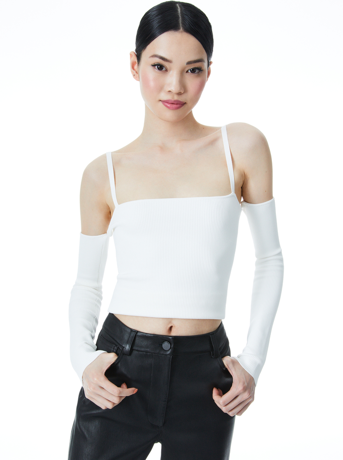 EVIA TANK WITH ARM WARMERS - SOFT WHITE - Alice And Olivia