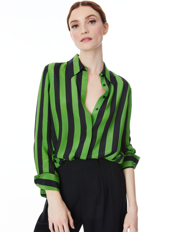 ALANE FITTED TUNIC - POSITANO STRIPE LG - Alice And Olivia