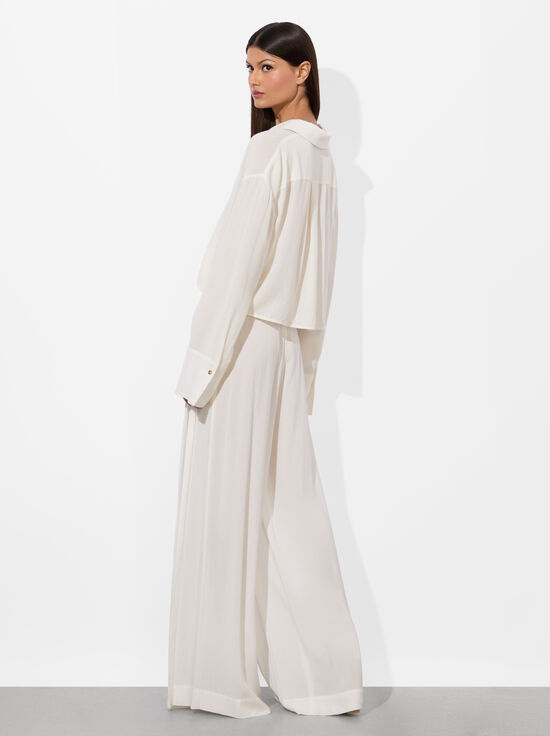 OFF WHITE-FINELY CROPPED BUTTON DOWN