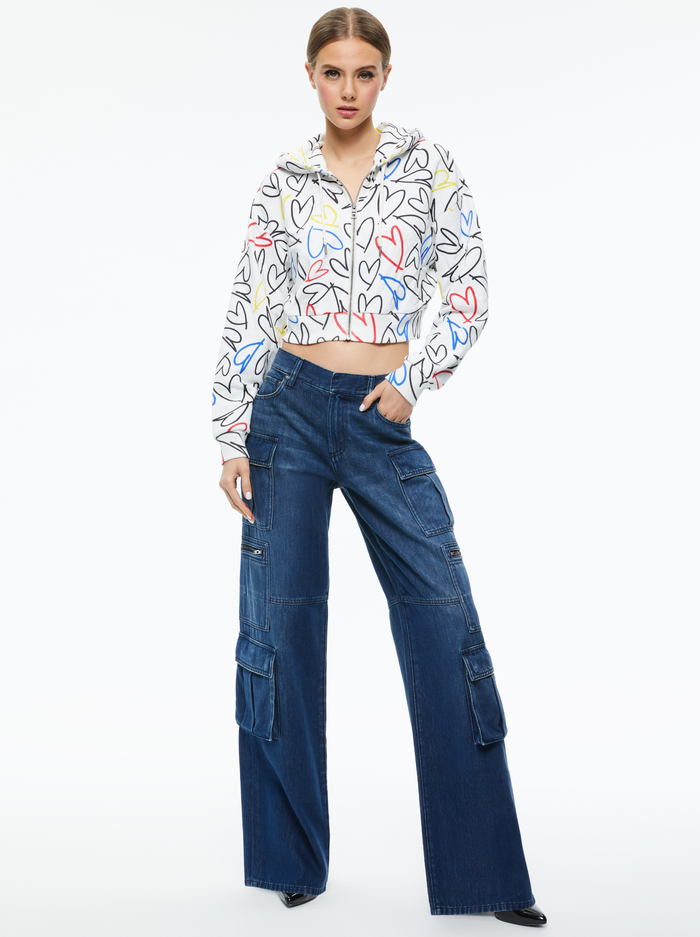 A+O X LELE PONS HEARTS BARRON CROPPED HOODIE - LELE LOVE image 2 - ALICE + OLIVIA