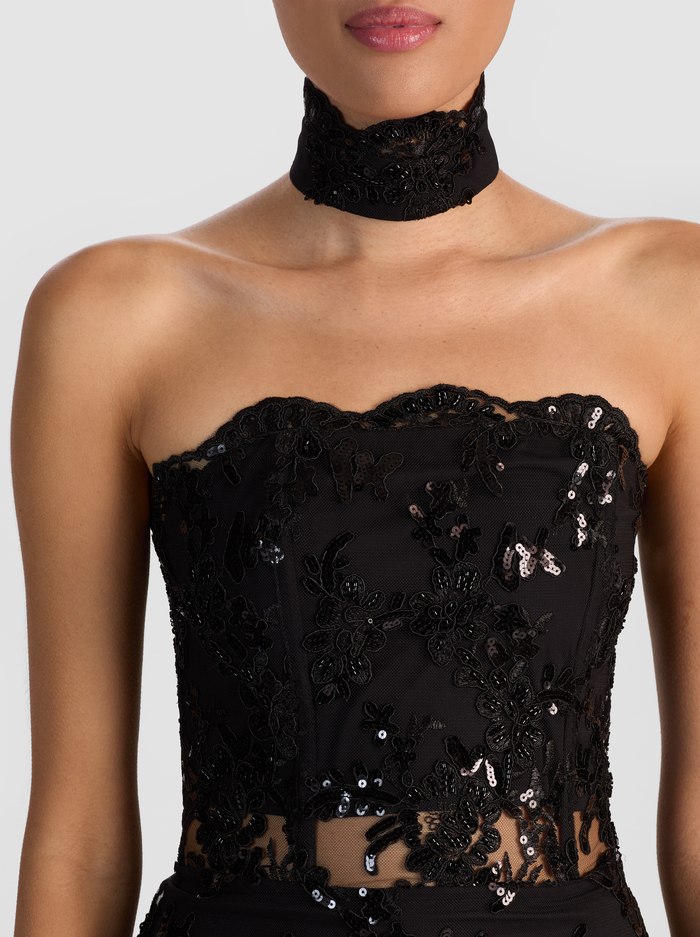 GEORGIE EMBELLISHED LACE MINI DRESS - BLACK image 2 - Alice And Olivia