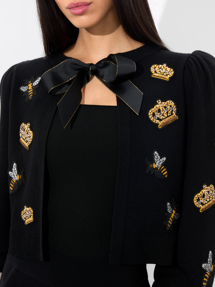 KITTY BEE CARDIGAN - BLACK image 4 - Alice And Olivia