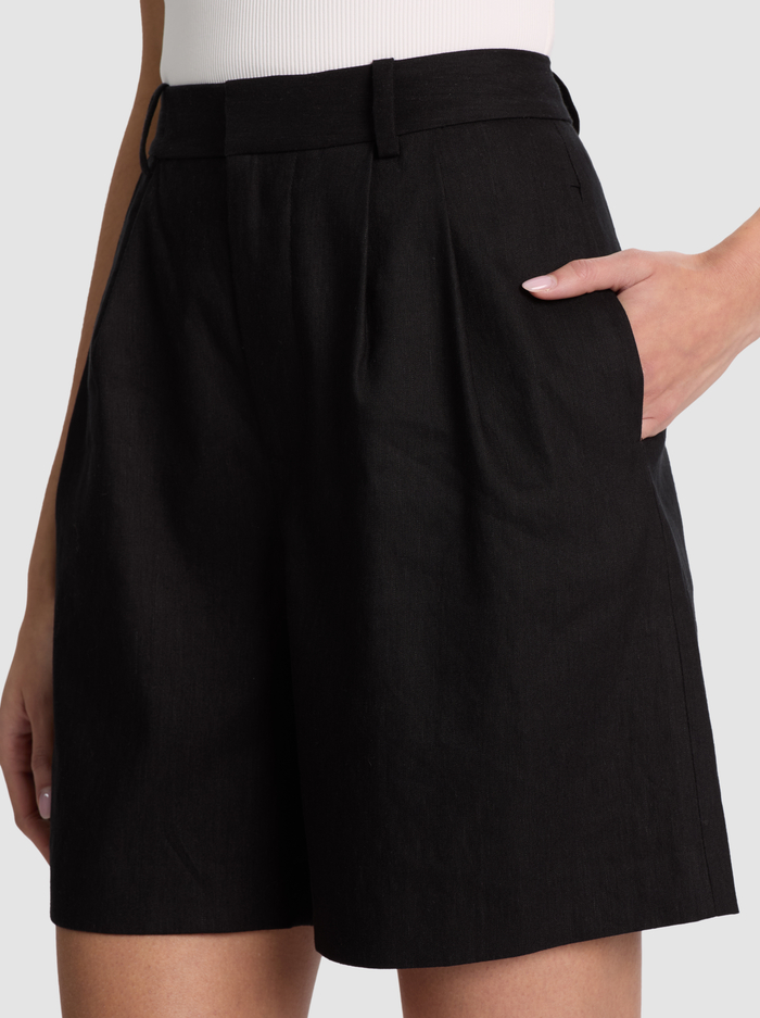 CONRY LINEN BERMUDA SHORT - BLACK image 3 - ALICE + OLIVIA