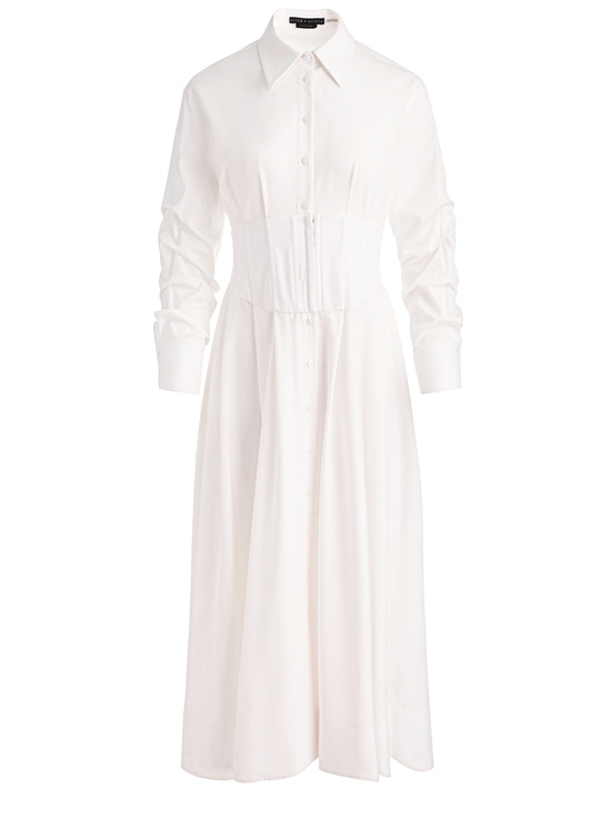 OFF WHITE-EDIE CORSET BUTTON DOWN MIDI DRESS