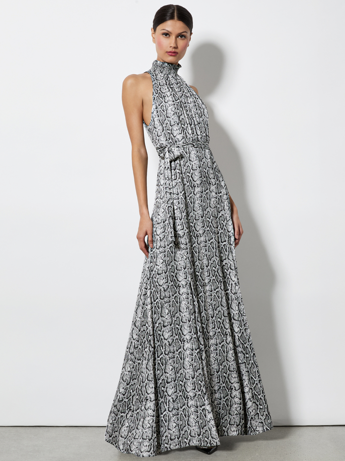 DITA MAXI DRESS - OFF WHITE/BLACK PYTHON image 4 - Alice And Olivia