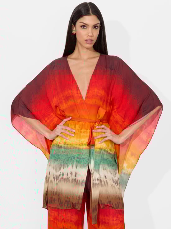 CRYSTAL TIE DYE-MARVA BELTED MINI KAFTAN