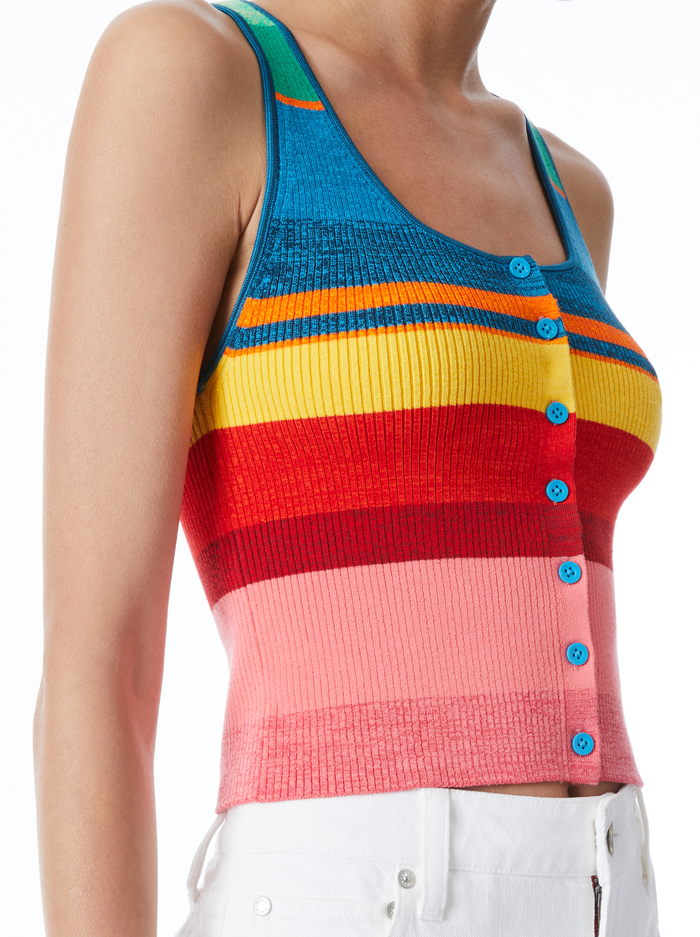 DARYN BUTTON CROPPED TANK - MULTI image 3 - Alice And Olivia