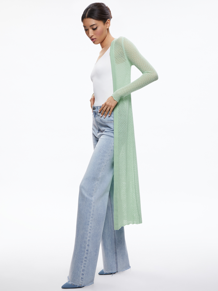 ALAIR POINTELLE SWEATER DUSTER - PISTACHIO image 2 - Alice And Olivia