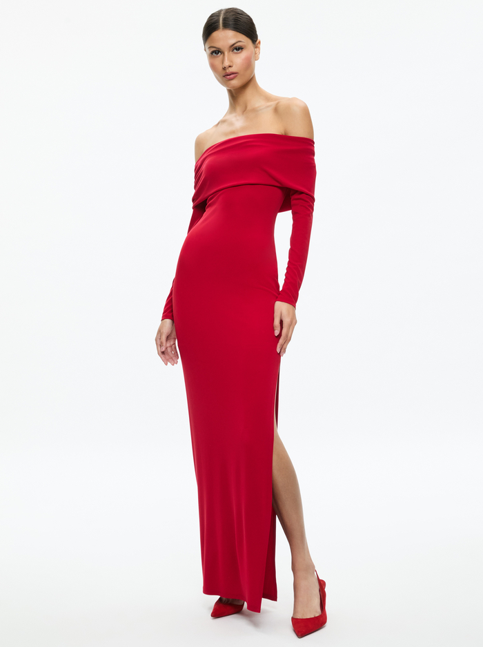 CORETTA MAXI DRESS - BRIGHT RUBY image 3 - Alice And Olivia