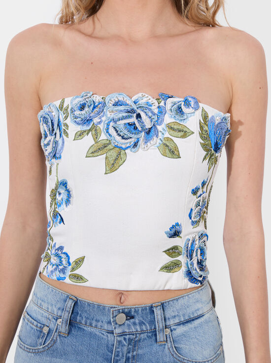OFF WHITE MULTI-CECE EMBELLISHED TOP