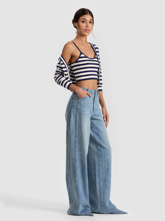 INDIGO/SOFT WHITE-GRACE STRIPED CARDIGAN