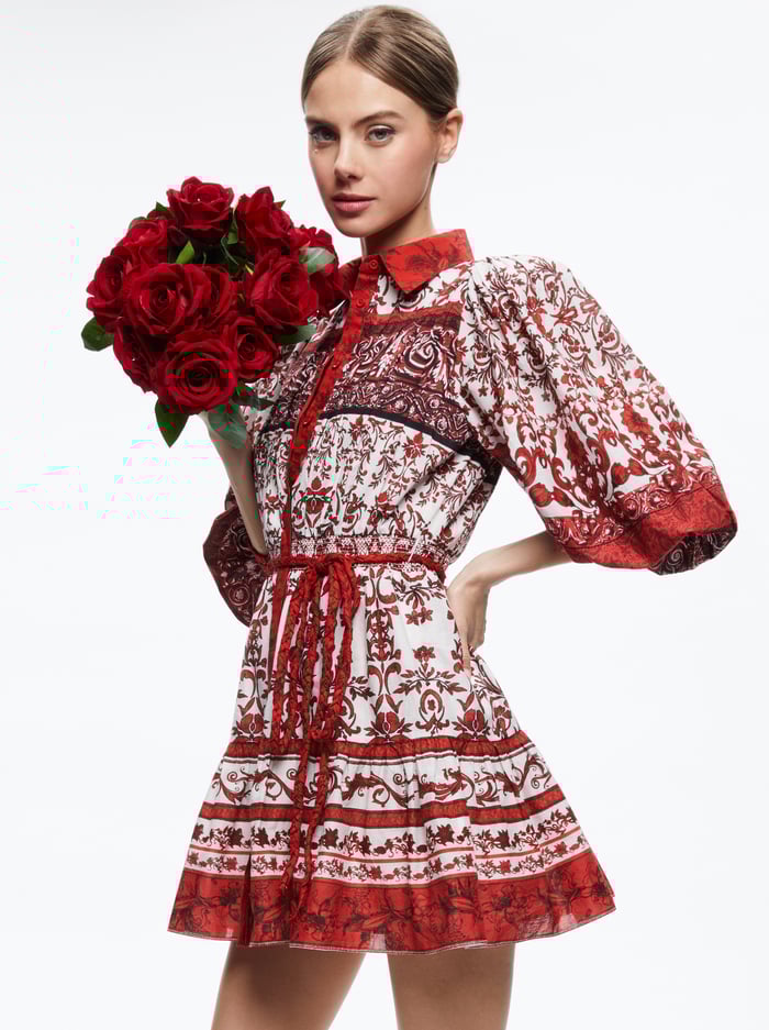 TIFFIE PUFF SLEEVE MINI DRESS - FATAL ATTRACTION OFF WHITE image 2 - Alice And Olivia