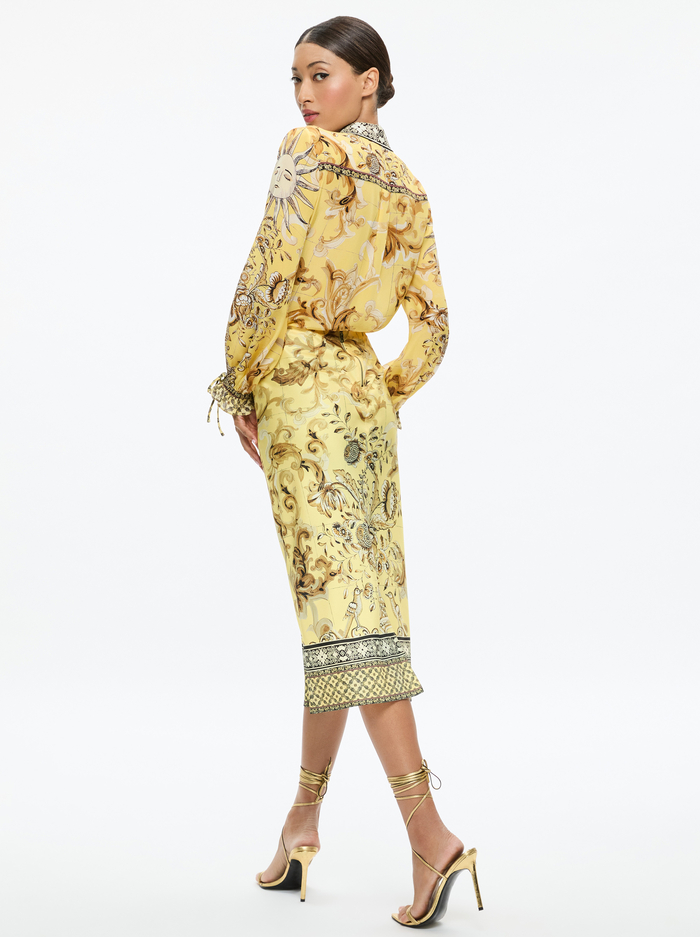 MAEVE MIDI SLIP SKIRT WITH SLIT - LISBOA LEMON MERINGUE image 2 - Alice And Olivia