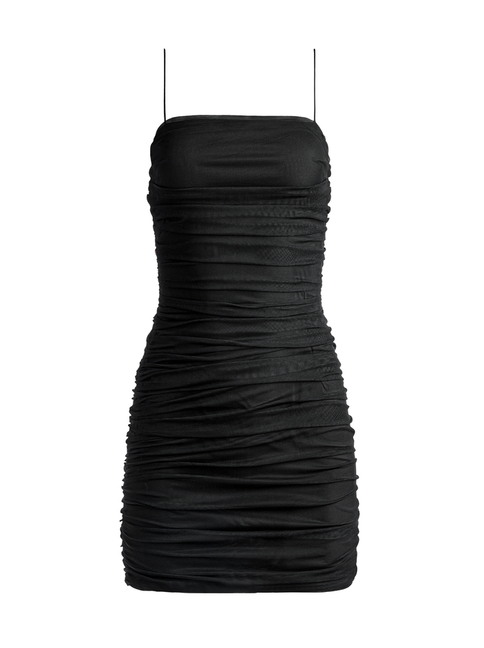 CRUZ SPAGHETTI STRAP MINI RUCHED DRESS - BLACK image 5 - Alice And Olivia