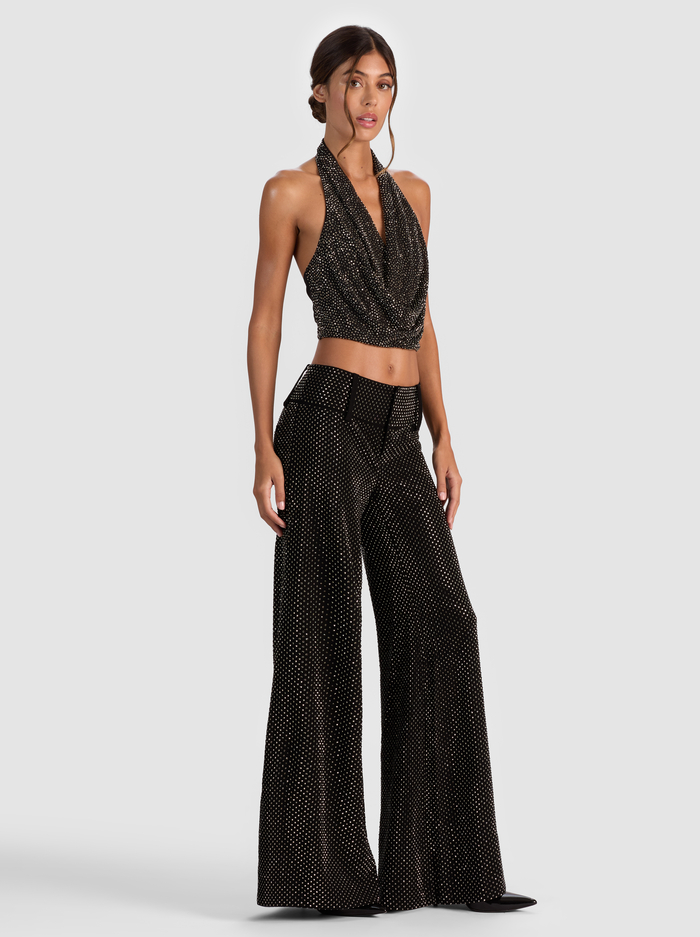 OLIVIA EMBELLISHED WIDE LEG PANT - BLACK image 4 - Alice And Olivia