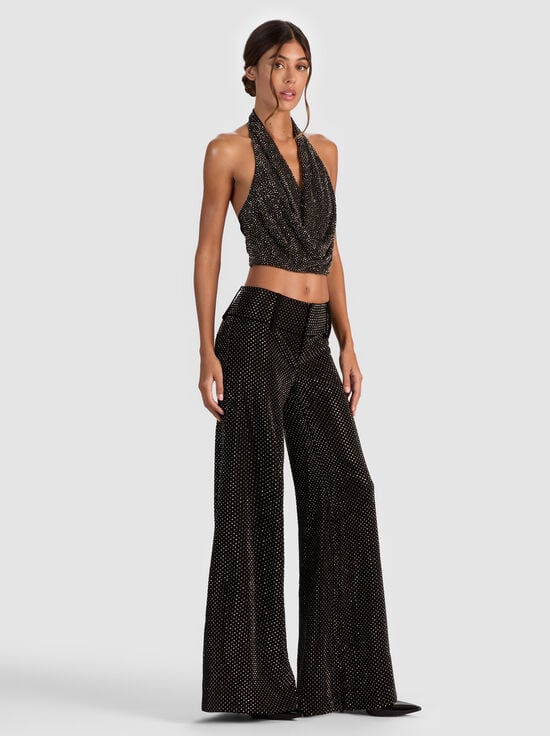 BLACK-OLIVIA EMBELLISHED WIDE LEG PANT
