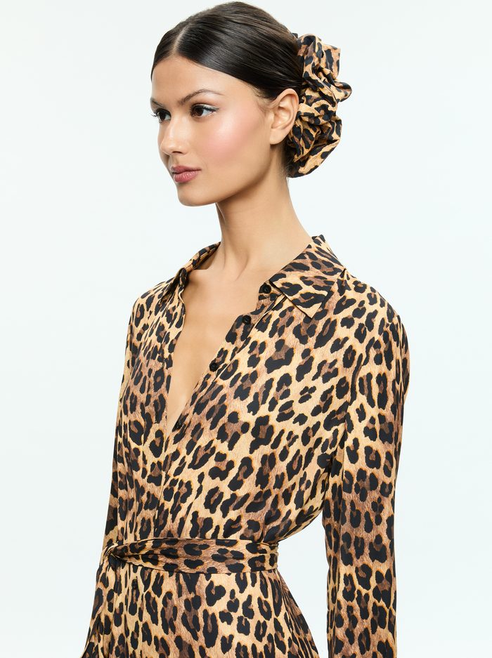 CHASSIDY MAXI SHIRT DRESS - SPOTTED LEOPARD DARK TAN image 1 - Alice And Olivia