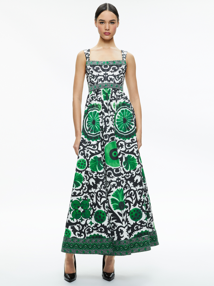 GUINEVERE MAXI DRESS - MONARCH LIGHT EMERALD LARGE - Alice And Olivia
