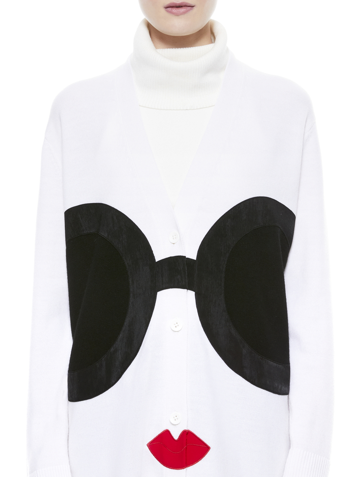 BRADFORD STACE FACE GRANDPA CARDIGAN - SOFT WHITE/MULTI image 3 - Alice And Olivia