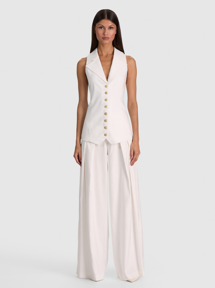 PAT COLLARED LONG VEST - OFF WHITE image 1 - ALICE + OLIVIA
