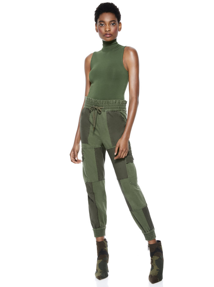 DARINA FITTED MOCK NECK TANK - ARMY GREEN image 3 - Alice And Olivia