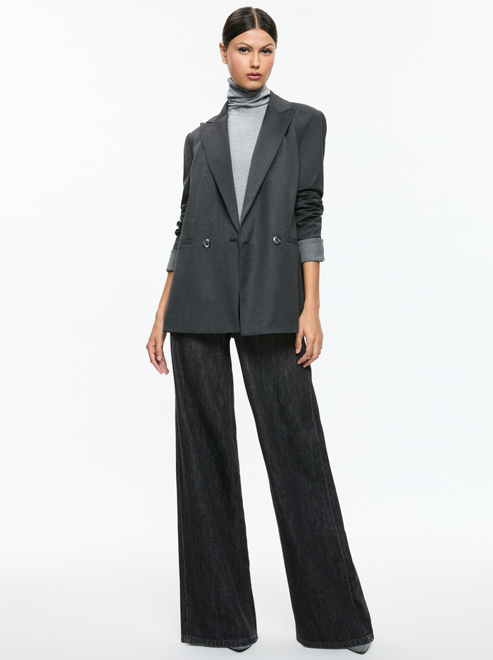 JUSTIN BLAZER - CHARCOAL GREY MELANGE image 4 - Alice And Olivia