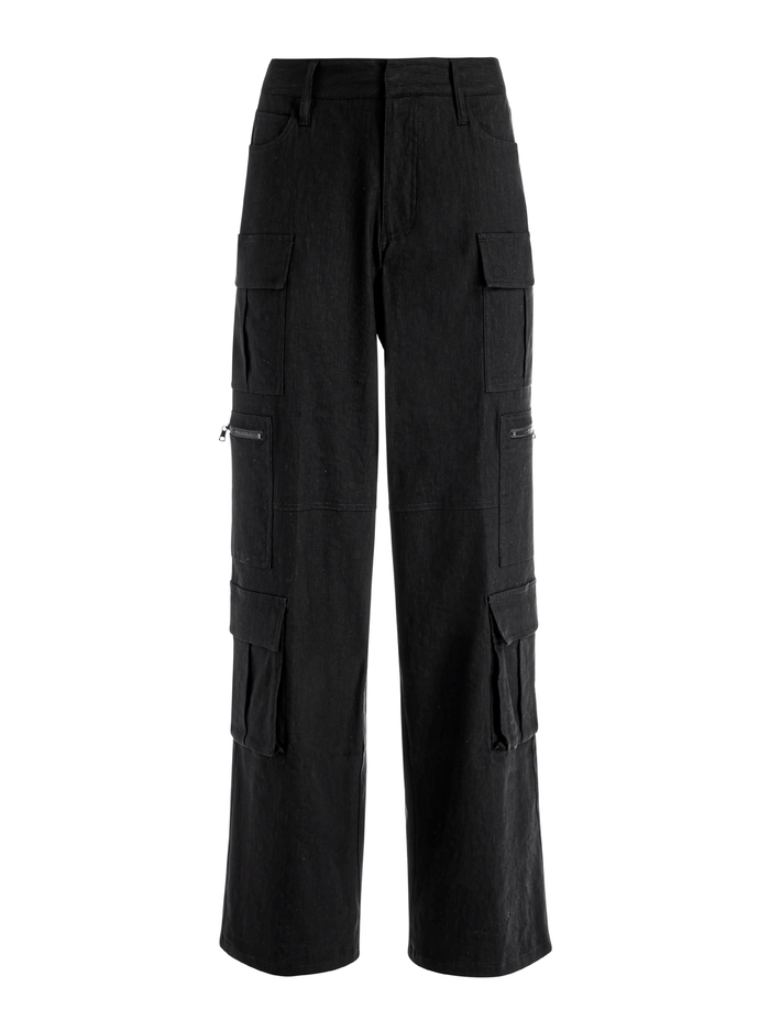 CAY BAGGY CARGO LINEN PANT - BLACK image 5 - ALICE + OLIVIA