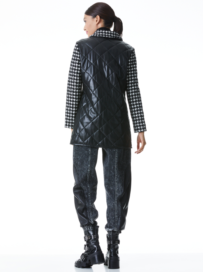 SUSAN QUILTED VEGAN LEATHER COAT - BLACK/WHITE image 1 - Alice And Olivia