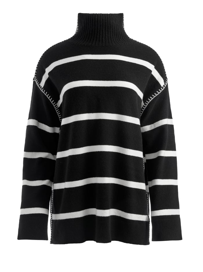 BOBBIE TUNIC SWEATER - BLACK/SOFT WHITE image 4 - Alice And Olivia