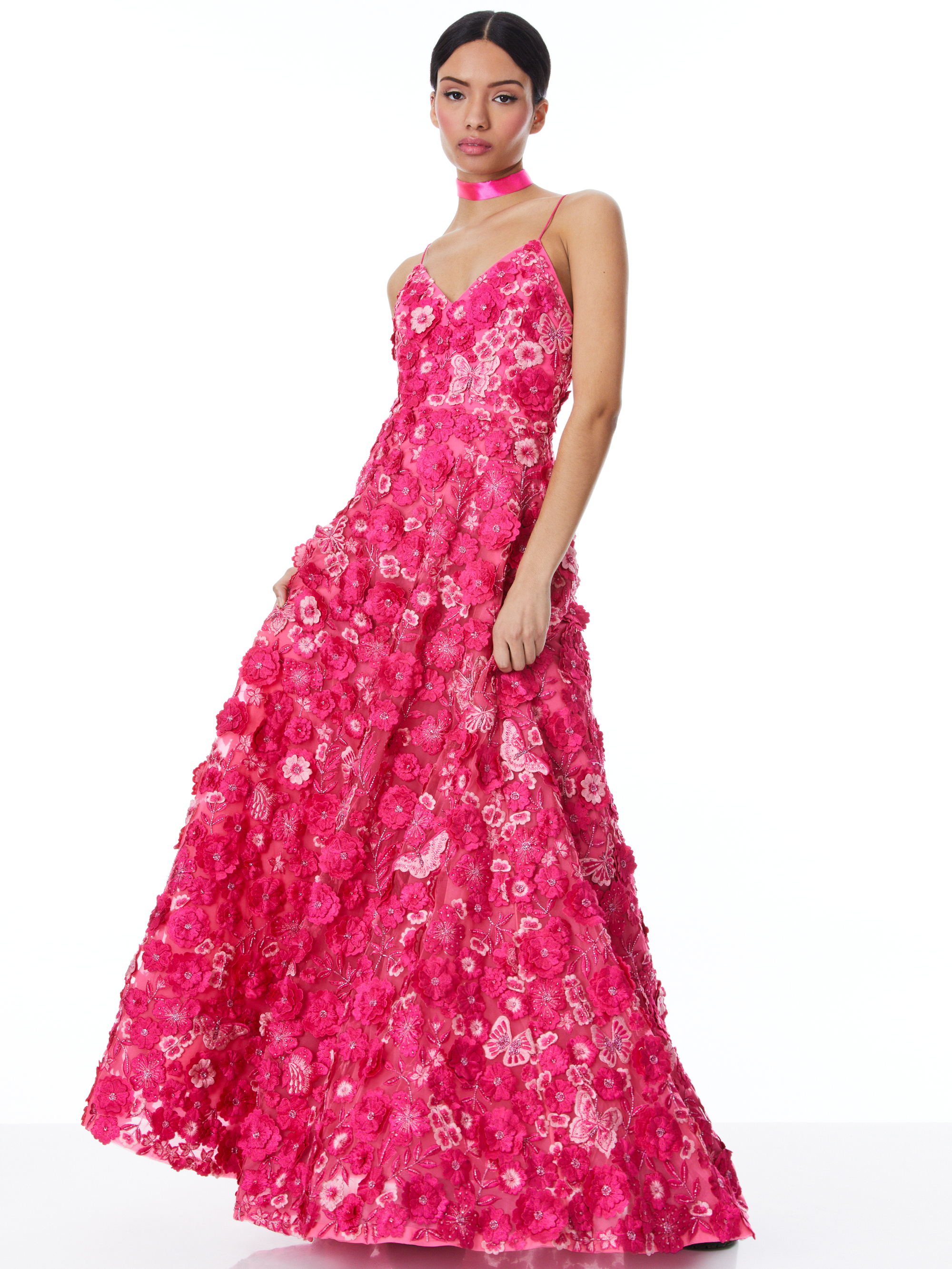 Domenica Embellished Ball Gown In Candy Multi Alice Olivia