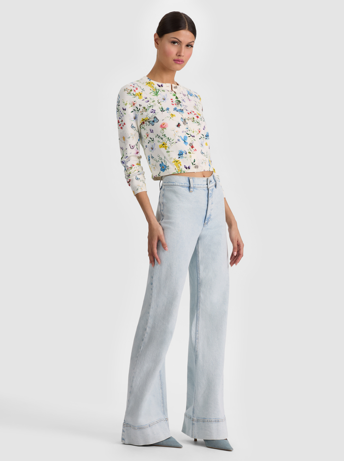 CARSON PRINTED CARDIGAN - TWISTING VINES OFF WHITE image 5 - ALICE + OLIVIA