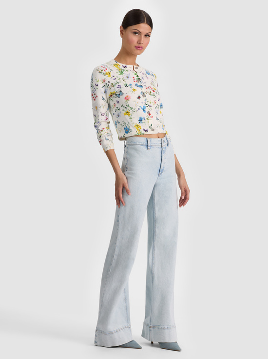 TWISTING VINES OFF WHITE-CARSON PRINTED CARDIGAN