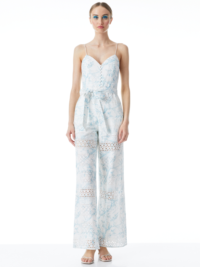 SHANTI JUMPSUIT WITH SMOCKED BACK - ANTIQUE BUTTERFLY - Alice And Olivia