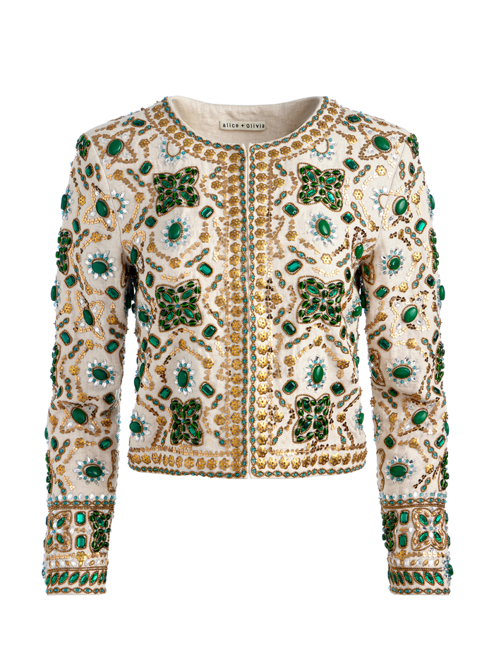 KIDMAN EMBELLISHED TWEED JACKET - OFF WHITE MULTI image 6 - Alice And Olivia