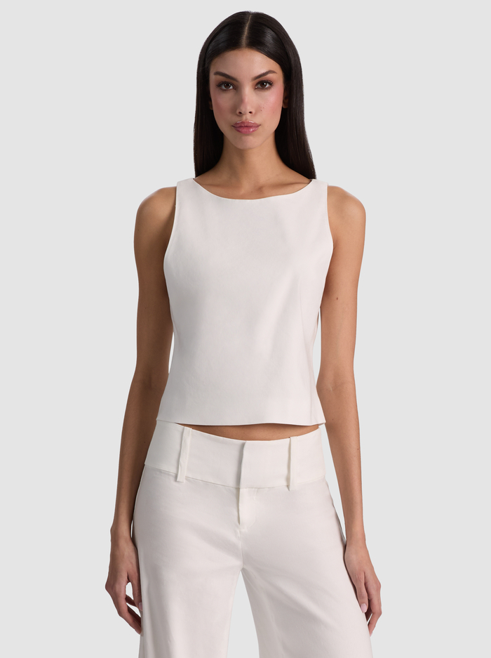 YVETTE LINEN BOAT NECK TANK - OFF WHITE image 1 - ALICE + OLIVIA