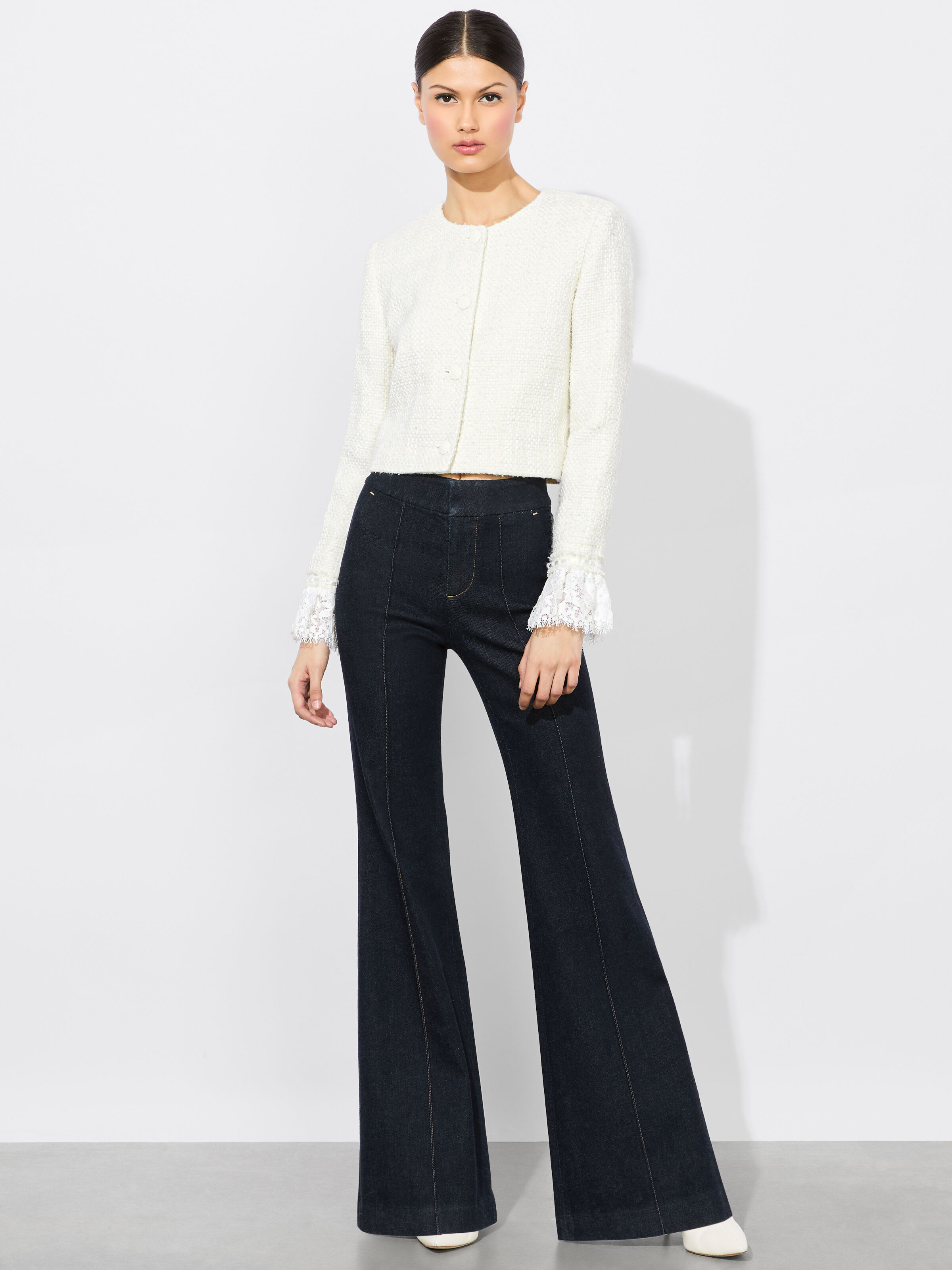 Peyton Tweed Jacket In Off White Multi | Alice + Olivia