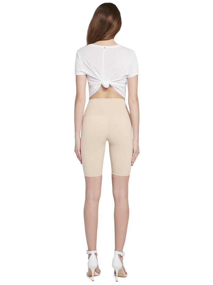 AARON HIGH WAISTED BIKER SHORT - NUDE image 1 - Alice And Olivia